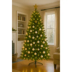 Albero di Natale Verde PVC Altezza 240 cm Base 135 cm Folto Leggero 2