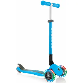Monopattino a 3 Ruote per Bambini Azzurro Pieghevole Luci LED 50 kg