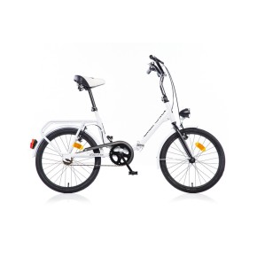 Bicicletta Pieghevole Ruota 20 Bianco Borsa da Passeggio Donna Fanali Uso Citta