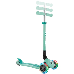 Monopattino a 3 Ruote Bambini Verde Menta Pieghevole Luci LED 50 kg 2