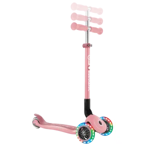 Monopattino 3 Ruote Bambini Rosa Pastello Pieghevole Luci LED 50 kg 2