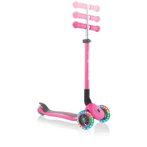 Monopattino a 3 Ruote Bambini Rosa Neon Pieghevole Luci LED 50 kg 2