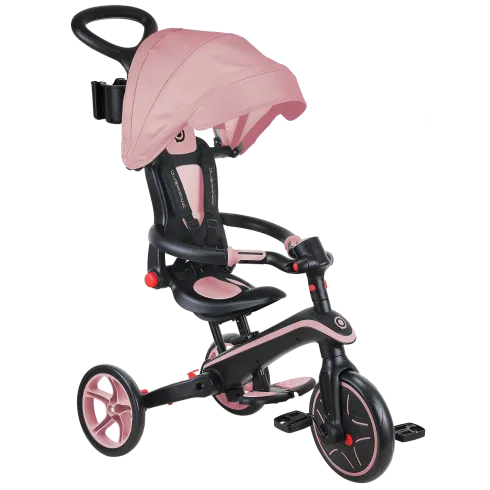 Triciclo Pieghevole 4 in 1 per Bambini Rosa Pastello con Ruote EVA