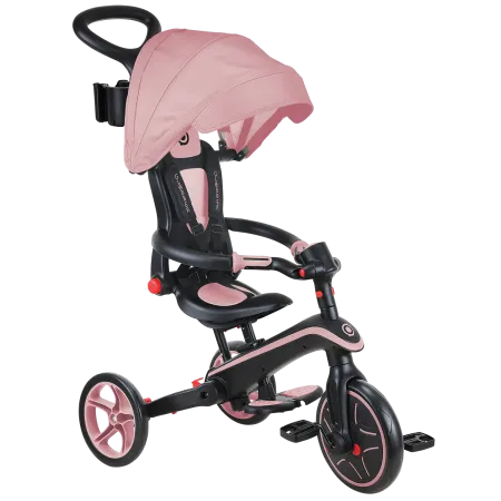 Triciclo Pieghevole 4 in 1 per Bambini Rosa Pastello con Ruote EVA