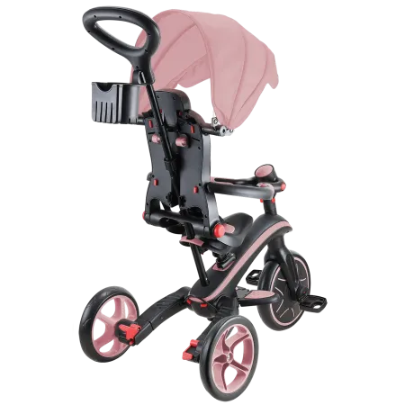 Triciclo Pieghevole 4 in 1 per Bambini Rosa Pastello con Ruote EVA