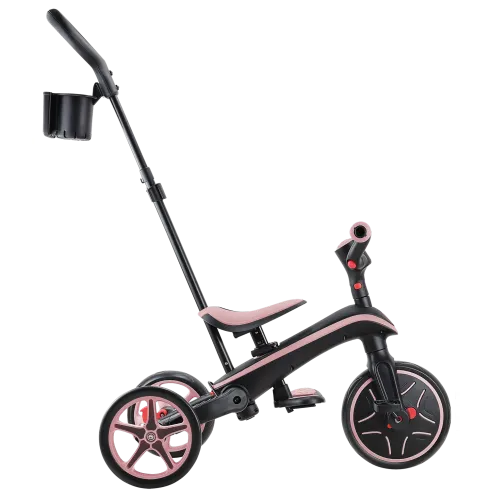 Triciclo Pieghevole 4 in 1 per Bambini Rosa Pastello con Ruote EVA