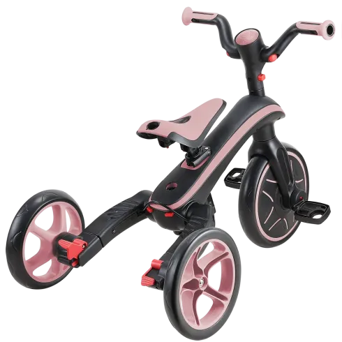 Triciclo Pieghevole 4 in 1 per Bambini Rosa Pastello con Ruote EVA