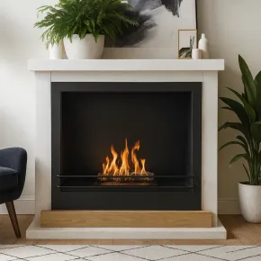 Camino a Bioetanolo 3,4 kW da Soggiorno 1,2L in Legno MDF Bianco 2