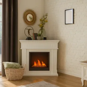 Camino a Bioetanolo 1,8L Angolare da Pavimento Bianco 3,4 kW Legno MDF 2