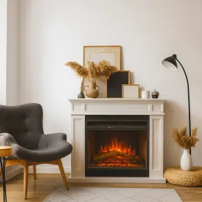 Camino Elettrico 1800W Bianco da Appoggio Telecomando Programmabile 2
