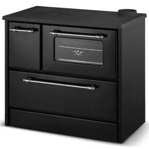 Cucina a Legna Stufa 9 kW in Acciaio Ghisa Nero Ecologica con Forno