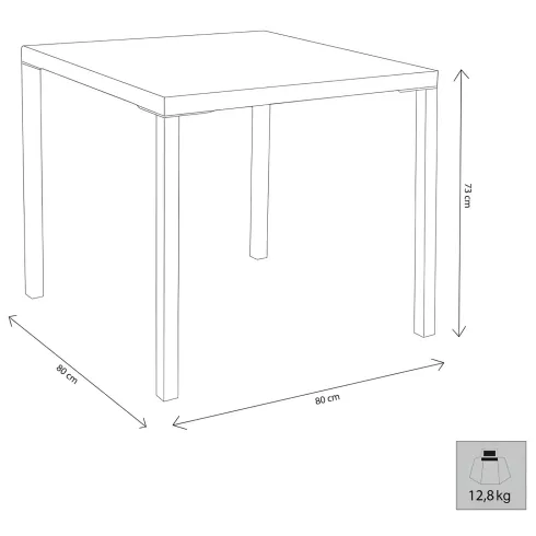 Tavolo Impilabile in Acciaio Antracite da Giardino Quadrato 80x80 cm