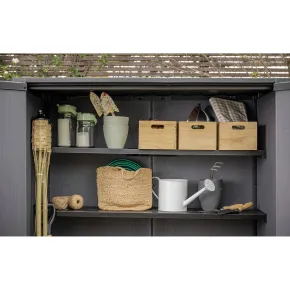Armadio Porta Attrezzi Keter 1400L Resina Finitura Legno UV da Esterno 2
