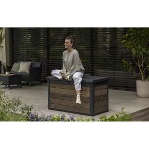 Baule Contenitore Keter 380L in Resina Effetto Legno Noce da Esterno 2