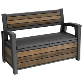 Panchina Contenitore Keter 270L in Resina Effetto Legno Noce da Esterno
