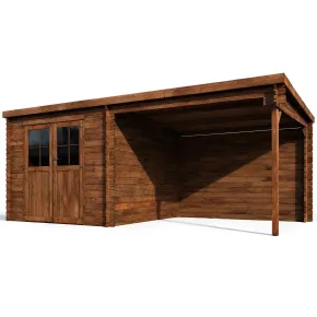Casetta in Legno di Abete Trattato 6x3 Doppia Porta con Vetri Portico