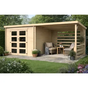 Casetta in Legno da Giardino 632×298 cm Doppia Porta a Vetri Portico 2