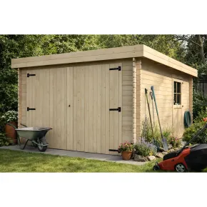 Casetta Garage Box in Legno Abete 28mm da Giardino 3x5 Porta Doppia 2
