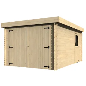 Casetta Garage Box in Legno Abete 28mm da Giardino 3x5 Porta Doppia