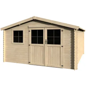 Casetta in Legno 34 mm da Giardino 4x4 Doppia Porta Vetri Block-House