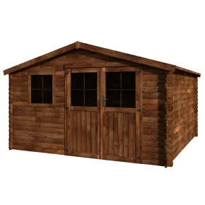 Casetta in Legno Trattato 34mm da Giardino 4x4 Doppia Porta Block-House