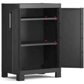 Armadio Basso Garage Keter 2 Ripiani Compatto Nero Balcone Resistente da Esterno 2