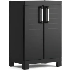 Armadio Basso Garage Keter 2 Ripiani Compatto Nero Balcone Resistente da Esterno