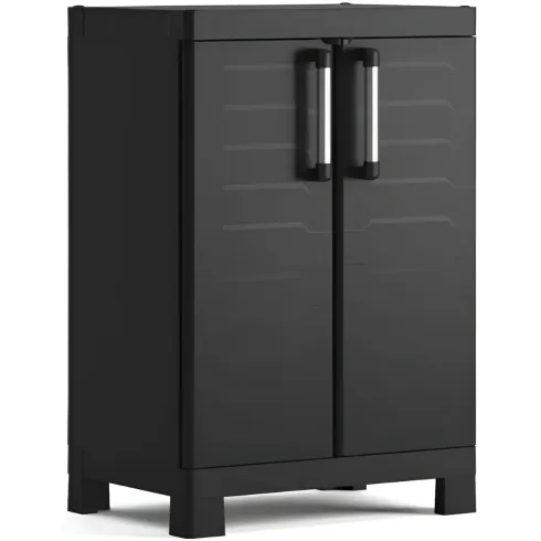 Armadio Basso Garage Keter 2 Ripiani Compatto Nero Balcone Resistente da Esterno