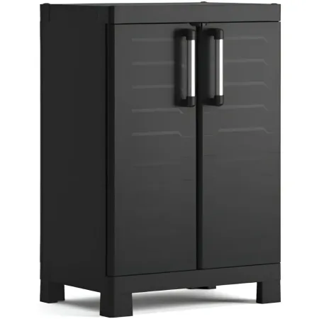 Armadio Basso Garage Keter 2 Ripiani Compatto Nero Balcone Resistente da Esterno