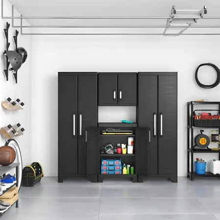Armadio Basso Garage Keter 2 Ripiani Compatto Nero Balcone Resistente da Esterno