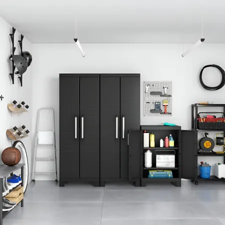 Armadio Basso Garage Keter 2 Ripiani Compatto Nero Balcone Resistente da Esterno
