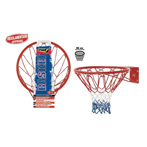 Canestro da Basket 46 cm Regolamentare Metallo Rete Pallacanestro Adulti Bambini