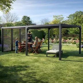 Pergola bioclimatica in alluminio 3.6x6 antracite con veneziane 2