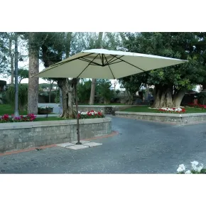 Ombrellone Alluminio Suitset 3x3 Telo Ecru Palo Decentrato Braccio Retrattile 2