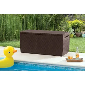 Baule Contenitore Keter 305L Cassapanca Marrone in Rattan da Esterno 2
