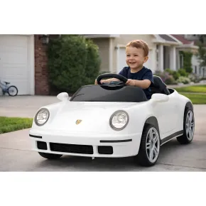 Auto Elettrica per Bambini Bianco Porsche Tuning Ruf Telecomando e LED 2