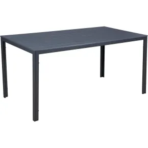 Tavolo Rettangolare 156x78 Acciaio Antracite Effetto Legno da Esterno