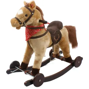 Cavallo a Dondolo per Bambini Giocattolo Cavalcabile con Ruote 2+