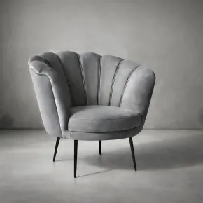 Poltroncina Poltrona a Conchiglia in Velluto Grigio da Ufficio Salotto Camera 2