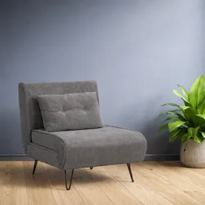Poltrona Letto senza Braccioli colore Grigio con piedini in Metallo 2