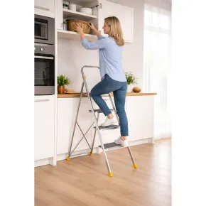 Sgabello Scaletta Pieghevole Alluminio 4 Gradini Antiscivolo Nero 150 kg 2