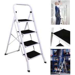 Sgabello Scaletta Pieghevole Acciaio 4 Gradini Antiscivolo Nero 150 kg 2