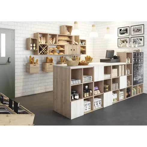 Scaffale Libreria Cubo 2 Piani Componibile in Legno Pino 36x33x71 cm