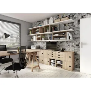 Scaffale Libreria Cubo 4 Piani Componibile in Legno Pino 33x36x140 cm 2