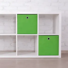 Cubo Portaoggetti Pieghevole 27x27x28 cm Salvaspazio Tessuto Verde 2