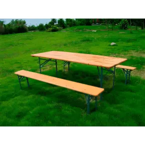 Set Birreria Tavolo 80x220 da Esterno in Legno con 2 Panche Pieghevole 2