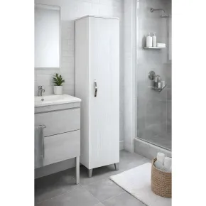 Colonna Bagno 160 cm 1 Anta 4 Ripiani MDF Finitura Bianco Portuna 2