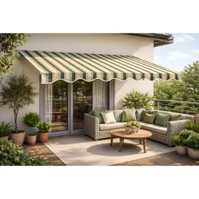 Tenda da Sole per Esterno 300x200 a Barra Quadra Righe Verde Bracci 2