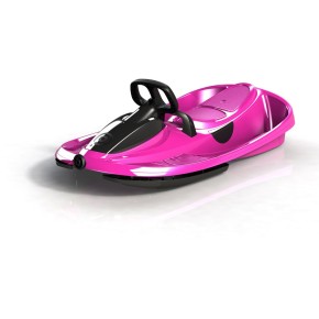 Bob Doppio Stratos Rosa Volante Freno a Molla 2 Posti Slittino Neve Max 120kg 2