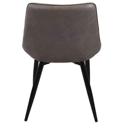 Sedia Imbottita Sala da Pranzo in Ecopelle Marrone Moderna Gambe Nere